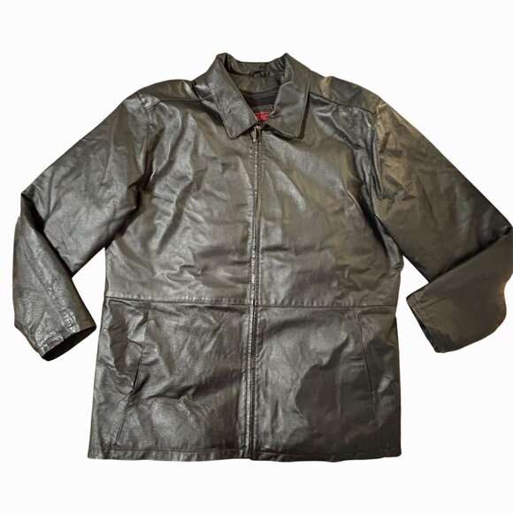 Frequency Mens Genuine Leather Jacket With Quilted Purple Lining XL Black - Picture 2 of 10